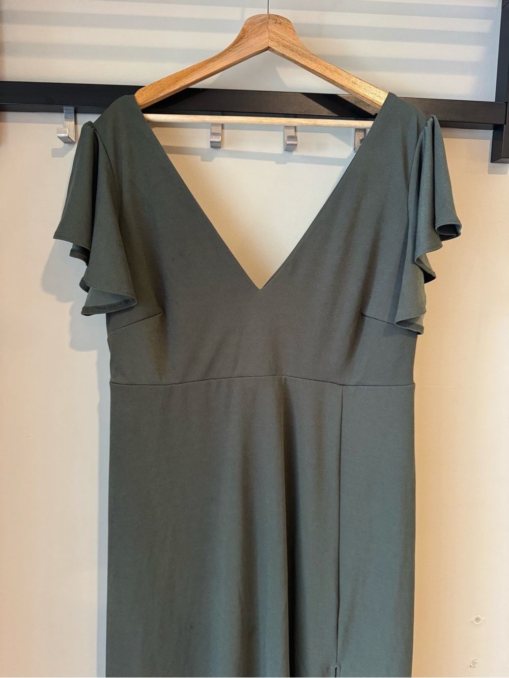 Birdy Grey Formal Dress with Flutter Sleeves and V-Neck